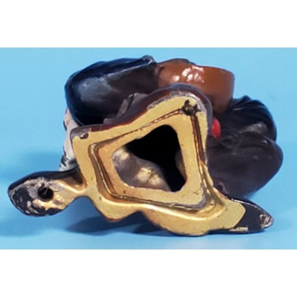 ANTIQUE Bronze Sculpture Cold Painted 3" Musician Singer French Mandolin - Picture 9 of 10